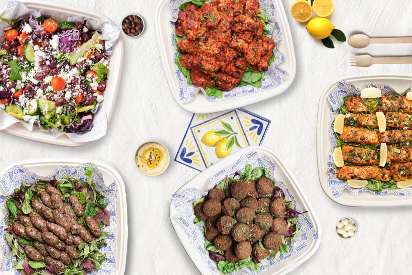 Bonata's sharing platters: crispy chicken, kafta, falafel, salmon and salads