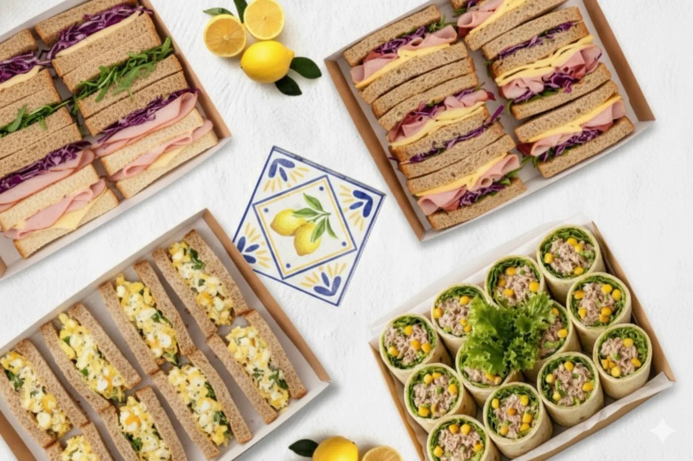 Platters of Bonata sandwiches and wraps